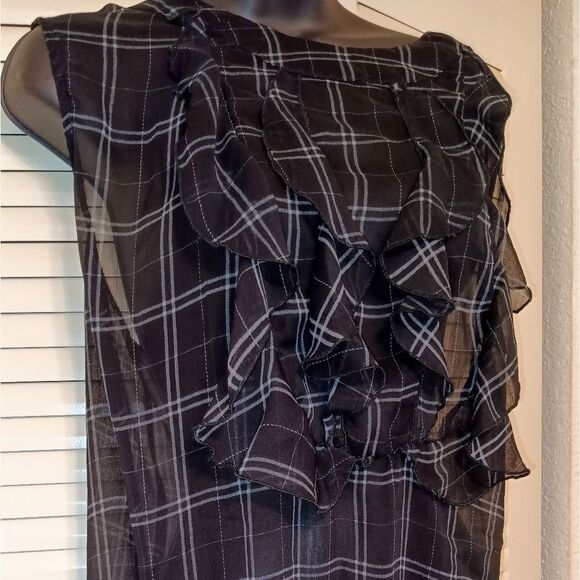Unleash Your Inner Vixen with SexystudiousGrey Sheer Ruffled Plaid Blouse - Picture 5 of 11
